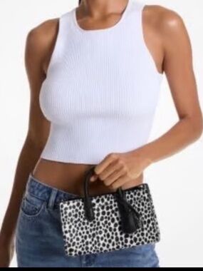 Michael Kors Black & White Animal Print Satchel